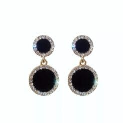 Round Bling Black Earrings