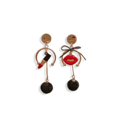 Red Lips & Fur Earrings