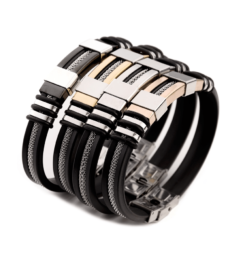 Stainless Metal & Rubber Bracelet