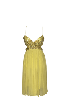 BCBGMAXAZARIA Canary Chiffon Halter Dress