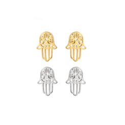Evil Eye Hamsa Stud Earrings