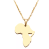 gold Africa heart map pendant necklace stainless steel elegant jewelry